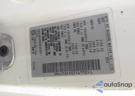 2014 Nissan Nv200 S z USA, uszkodzony, nr VIN 3N6CM0KN0EK699041